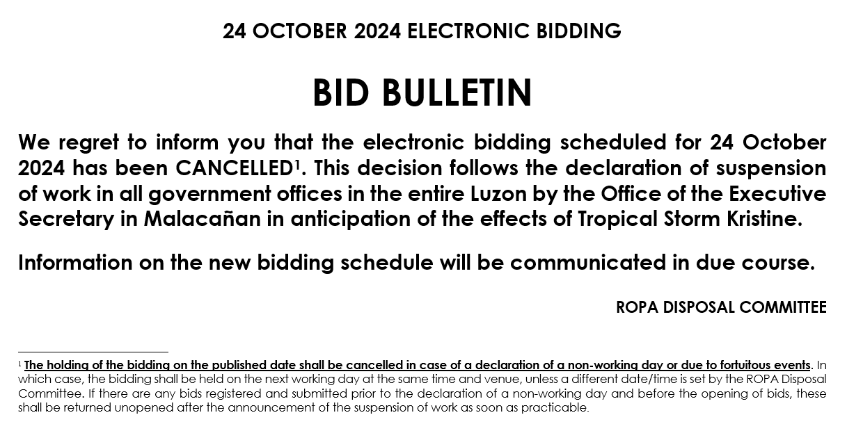 BID BULLETIN - OCT. 24, 2024 CANCELLED